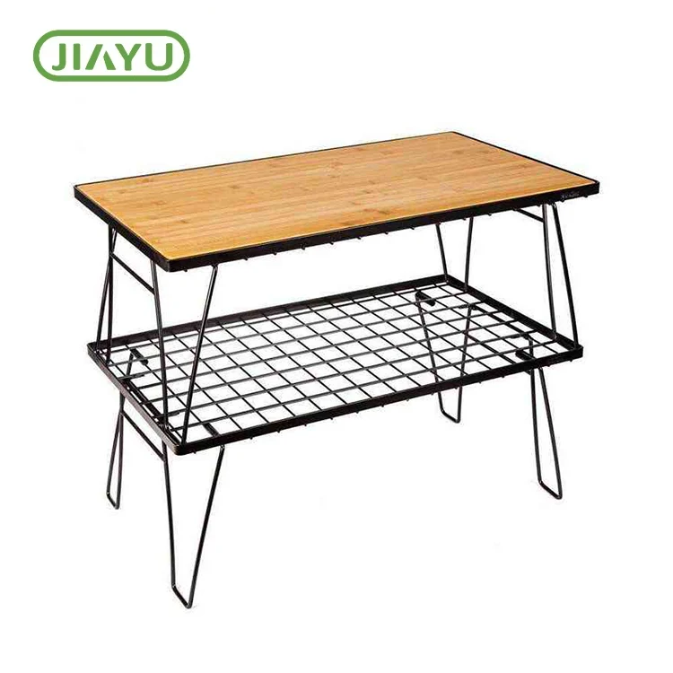 Yakapetwa Solid Wood Simbi Mesh Kamping Tafura